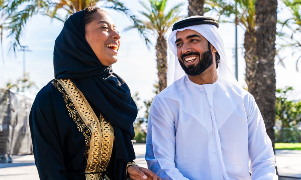 Traditional Arab Couple Wearing Emirati Clothing D 2024 08 28 18 41 19 Utc Scaled | Sheikh Mohammed Approves Dh5.4 Billion Housing Project For Emirati Newly-Weds | His Highness Sheikh Mohammed Bin Rashid Al Maktoum, Ruler Of Dubai, Has Approved A Dh5.4 Billion Initiative To Construct Over 3,000 Housing Projects In Dubai, Aiming To Support Emirati Newlyweds And Enhance Housing Availability. newly wed