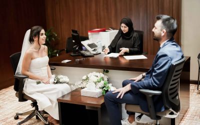 Couple during their express wedding ceremony in Abu Dhabi