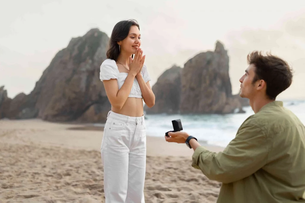 Boy proposing his girlfriend