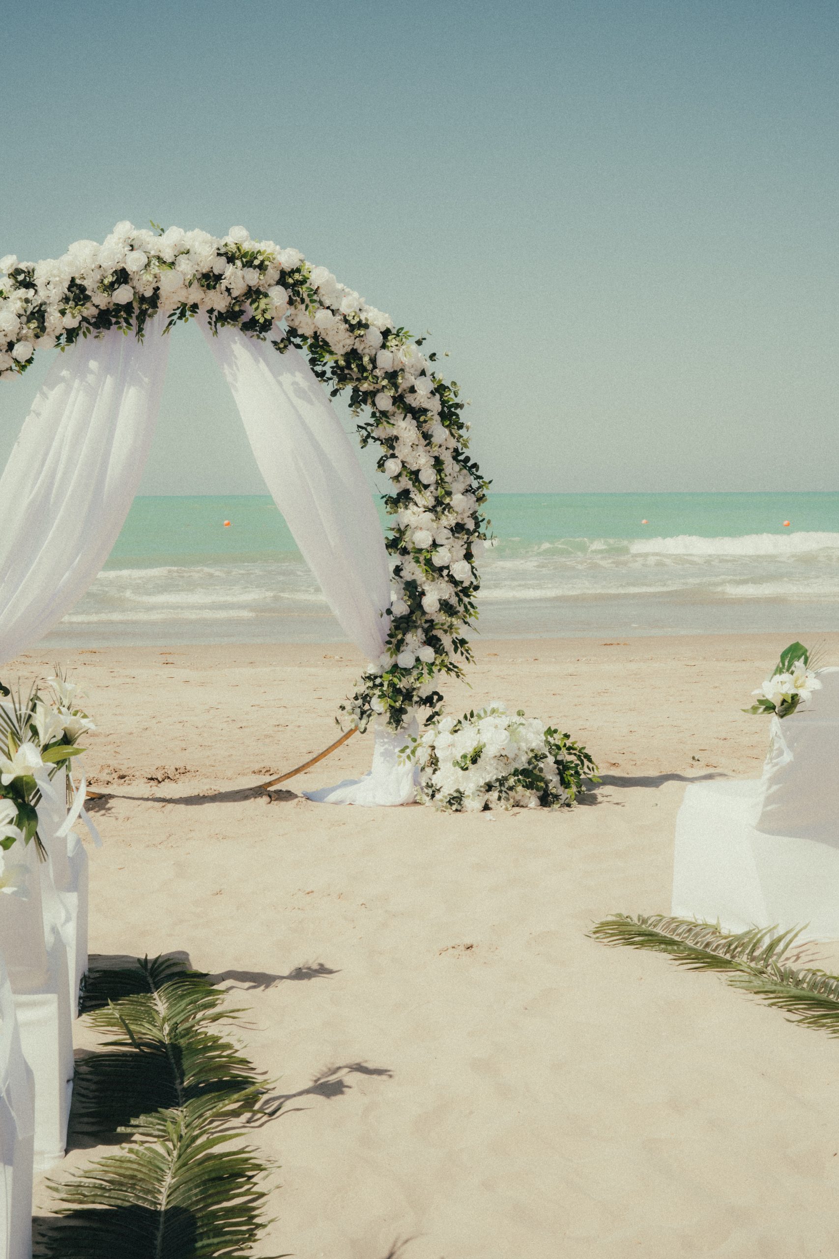 beach wedding venue setup in UAE operating normally