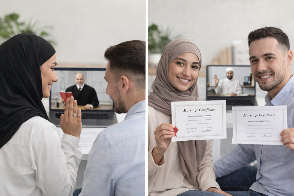 Online marriage for Muslim and non-Muslim couples with legal marriage certificate