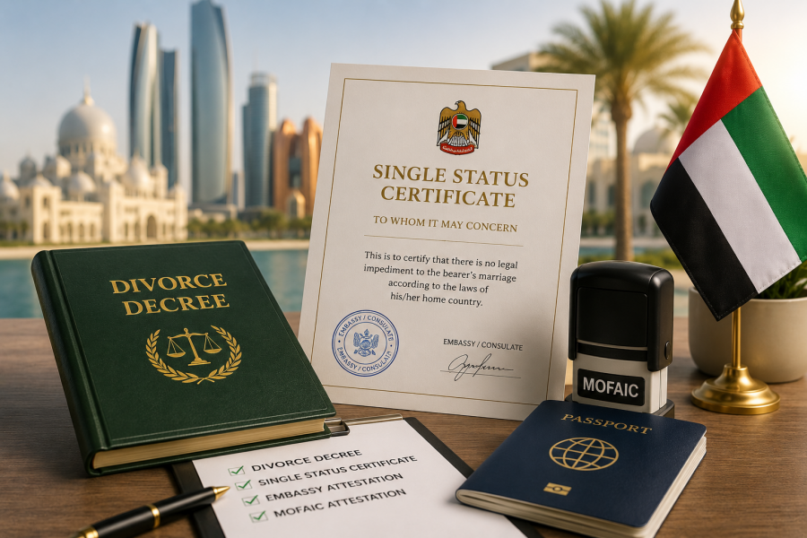 ChatGPT Image Jun 15 2026 03 39 17 PM 33217e61 | Single Status Certificate Dubai: When You Actually Need One | Here is something that surprises many couples in Dubai. Your divorce decree, the document you worked so hard to finalise, is often not enough on its own to marry again. You may also be asked for a single status certificate Dubai authorities recognise, and not knowing this in advance is one of the quietest reasons a wedding date slips. The reassuring part is that once you understand what it is and who needs it, the whole process becomes simple. single status certificate Dubai