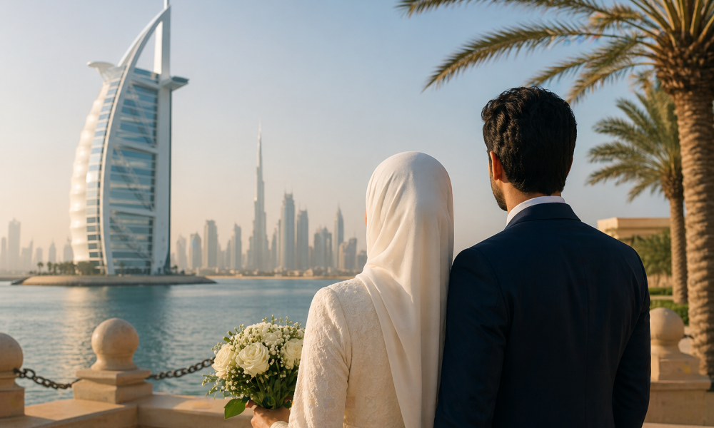 couple discussing documents – can foreigners get married in dubai without residency